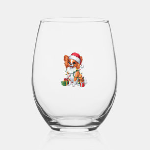 Verre À Vin Sans Pied Feux de Noël Éclairage Santa Chapeau Papillon Chie