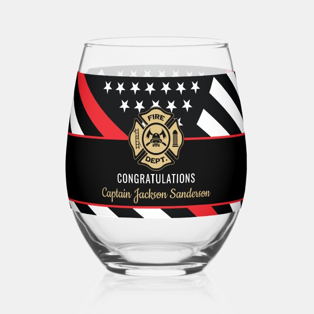 Verre À Vin Sans Pied Fireman Fire Department Firefighter Retirement (Recto)