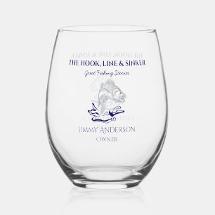 Verre À Vin Sans Pied Fish Fishing Fisherman Drinkware Cocktail