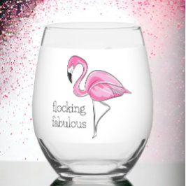 Verre À Vin Sans Pied Flamant rose rose qui flirte fabuleuse nuit de fil