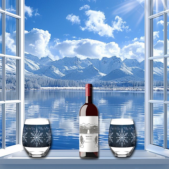 Verre À Vin Sans Pied Flammes de neige d'hiver Étoiles étincelantes Bonn (Créateur téléchargé)