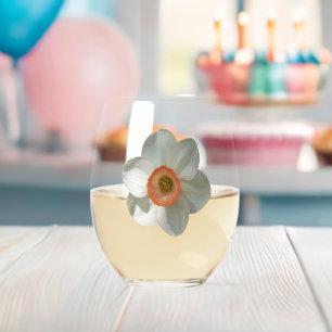 Verre À Vin Sans Pied Fleur de printemps de jonquille rose