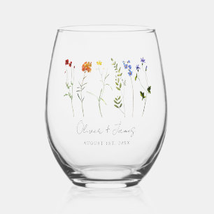 Verre À Vin Sans Pied Fleur sauvage minimal LGBTQ Gay pride Floral Maria