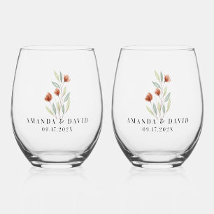 Verre À Vin Sans Pied Fleurs d'aquarelle vert pastel