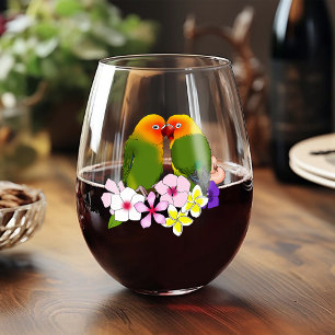 Verre À Vin Sans Pied Fleurs tropicales Inséparables
