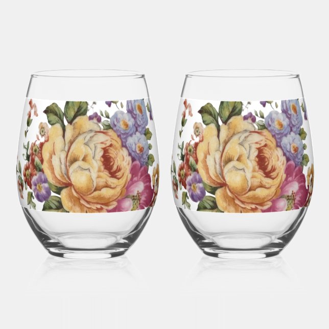 Verre À Vin Sans Pied Floral Fantasy   (Recto)