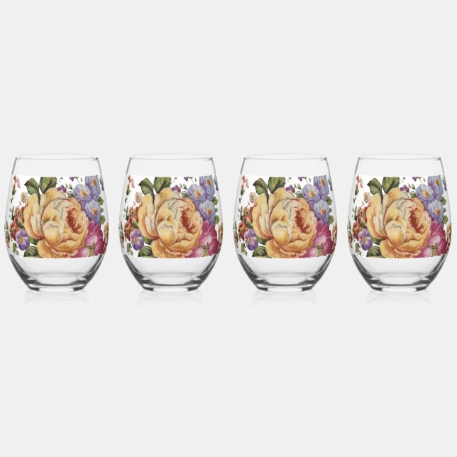 Verre À Vin Sans Pied Floral Fantasy   (Recto)