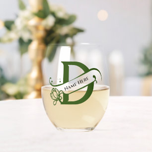 Verre À Vin Sans Pied Floral Monogramme Lettre D Ajouter Nom Changer de