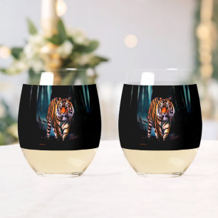 Verre À Vin Sans Pied Forêt foncée de Tigre brillant