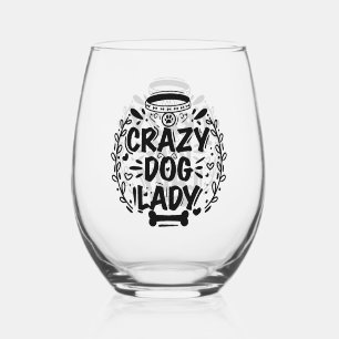 Verre À Vin Sans Pied Fou chien Lady Chien Maman