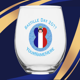 Verre À Vin Sans Pied French Angel Bastille Day Personnalisé