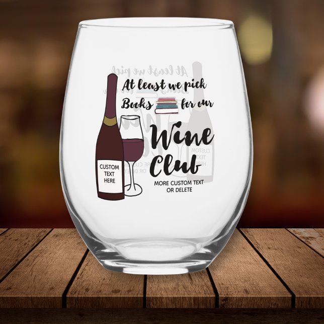 Verre À Vin Sans Pied Funky Book Group Vraiment Club Vin Personnalisé (Créateur téléchargé)