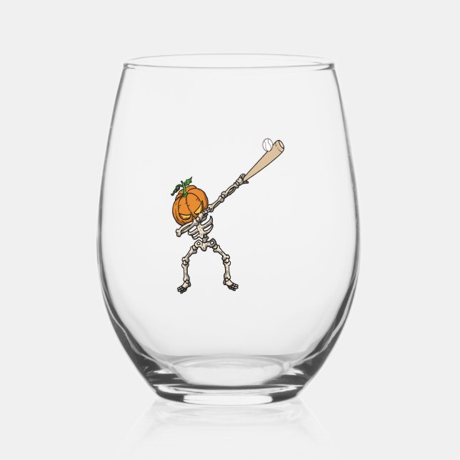 Verre À Vin Sans Pied Funny Dabbing Pumpkin Head Baseball Gift Idea (Recto)