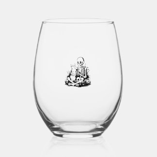 Verre À Vin Sans Pied Funny Skeleton Cat Skull Kitty Cute Cat Goth Hallo