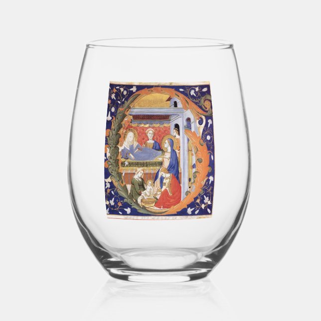 Verre À Vin Sans Pied G initial éclairé (Recto)