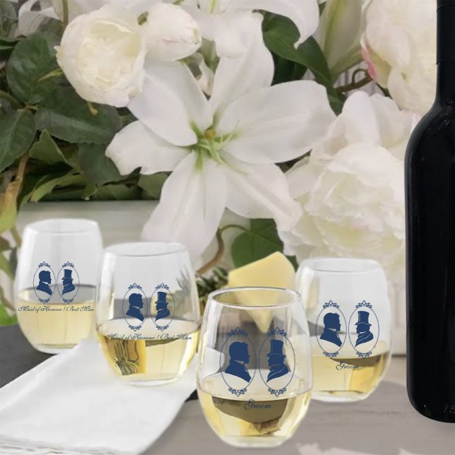 Verre À Vin Sans Pied Gay Grooms Regency Roses bleus (Créateur téléchargé)