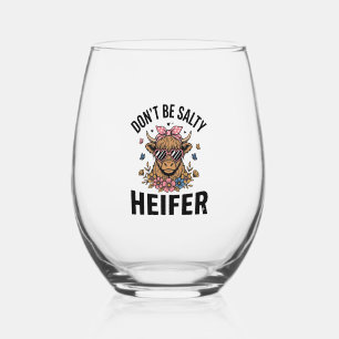 Verre À Vin Sans Pied Génisse drôle de vache florale papillon design vin