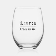 Gothic Bridesmaid Stemless Wine Glass
