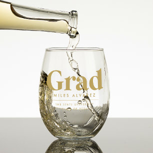 Verre À Vin Sans Pied Grad Moderne Classe de Graduation Personnalisée de