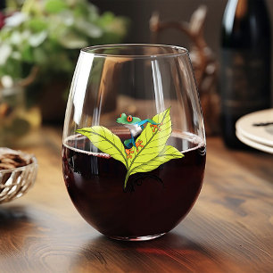 Verre À Vin Sans Pied Grenouille à arbre rouge