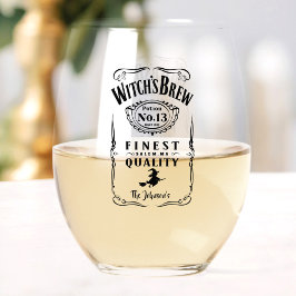 Verre À Vin Sans Pied Halloween de la sorcière Nom de famille Monogram F