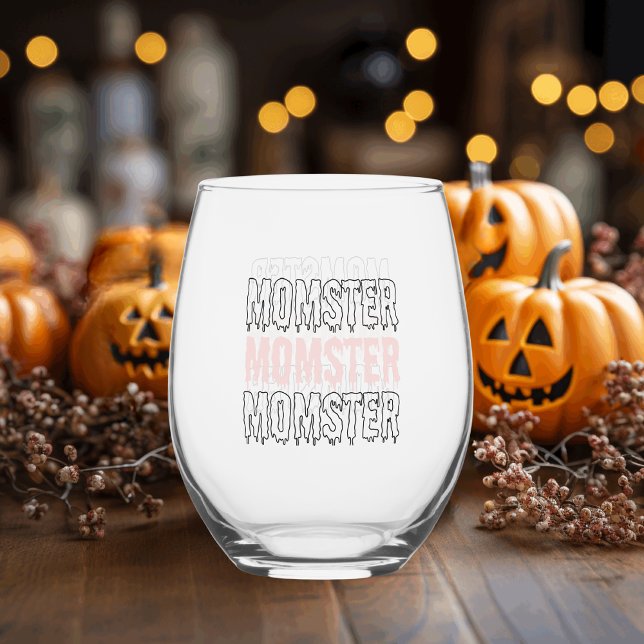 Verre À Vin Sans Pied Halloween rose Momster mignon Et Éffrayant (Créateur téléchargé)