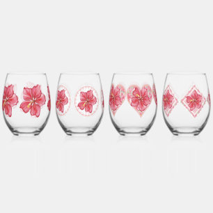 Verre À Vin Sans Pied Hibiscus & dentelle RED
