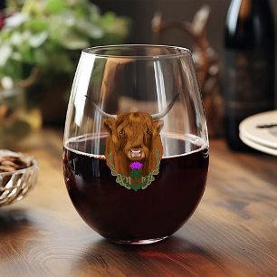 Verre À Vin Sans Pied Highland Scottish Vache Purple Celple Knot Work