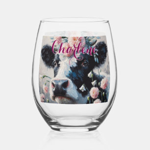 Verre À Vin Sans Pied Holstein Cow oeillets ferme personnalisée