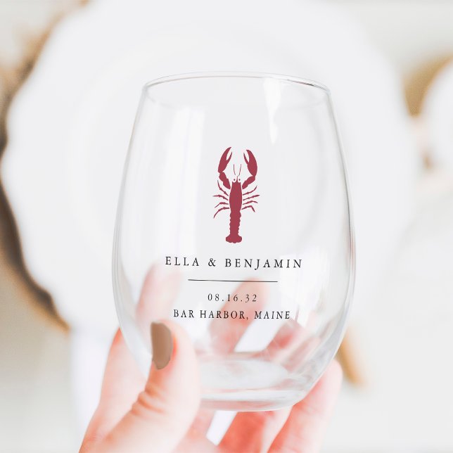 Verre À Vin Sans Pied Homard côtier Mariage personnalisé Favoriser (Créateur téléchargé)