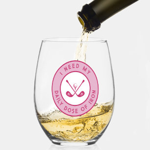 Verre À Vin Sans Pied Humour de golfeur mignon Golf drôle Fer rose Pro d