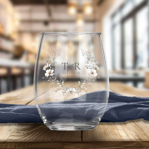 Verre À Vin Sans Pied ID de Mariage de couronne de Fleur sauvage Delicat