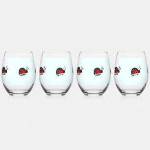 Verre À Vin Sans Pied Illustration de coccinelle mignonne