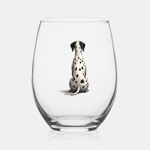 Verre À Vin Sans Pied Illustration d'un chien dalmatien vintage vu de de