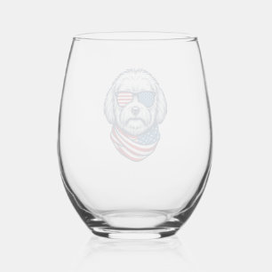 Verre À Vin Sans Pied Illustration vectorielle de chien duveteux patriot