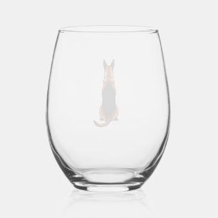 Verre À Vin Sans Pied Illustration vintage de chien de berger allemand v