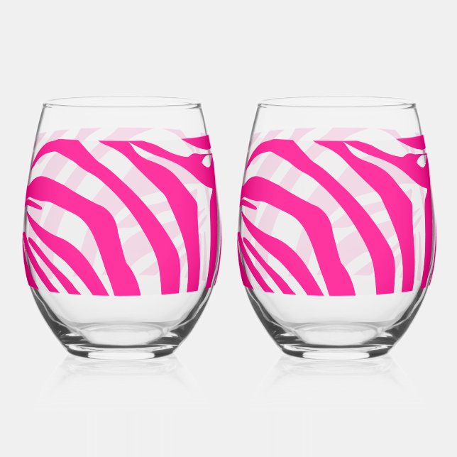 Verre À Vin Sans Pied Impression zèbre rose (Recto)
