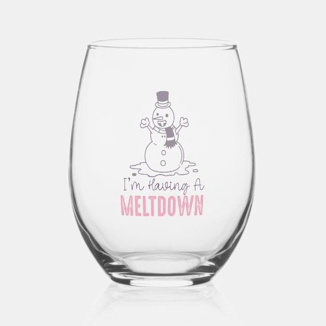 Verre À Vin Sans Pied J'ai une fonte - Drôle Snowman Design (Recto)