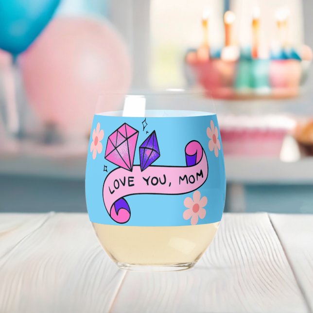 Verre À Vin Sans Pied Je t'aime maman (Insitu (Baby Shower))