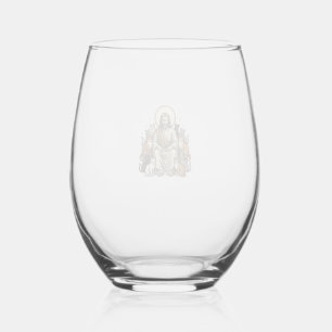 Verre À Vin Sans Pied Jésus et Chats Vintage