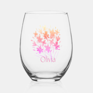 Verre À Vin Sans Pied Jolie Aquarelle Douce Design