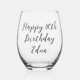 Verre À Vin Sans Pied Joyeux 80e anniversaire Nom de conservation