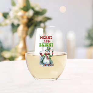 Verre À Vin Sans Pied Joyeux bonhomme de neige