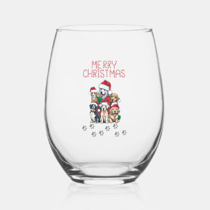 Verre À Vin Sans Pied Joyeux chiens de Noël