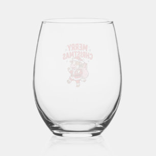 Verre À Vin Sans Pied Joyeux Noël Vache Père Noël Vintage Design de T-Sh