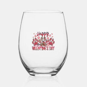 Verre À Vin Sans Pied Joyeux Valentines Jour chien animal