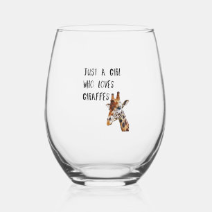 Verre À Vin Sans Pied Juste une fille qui aime les girafes Animal mignon