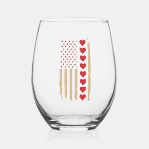 Verre À Vin Sans Pied La Saint-Valentin Cœurs Drapeau américain