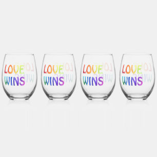 Verre À Vin Sans Pied L'amour gagne Rainbow