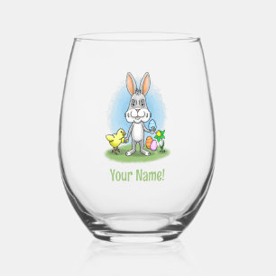 Verre À Vin Sans Pied Lapin de Pâques et le poussin mignon